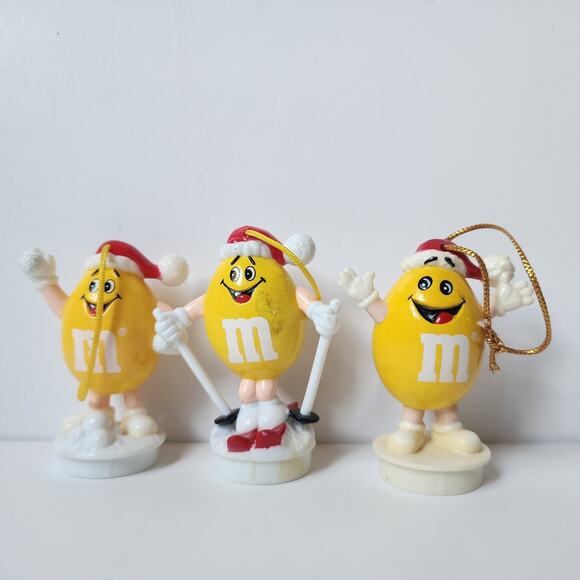 Vintage M&M Christmas Ornaments Yellow Green Red Candy Tube Topper Lot Of 24 - Picture 5 of 9